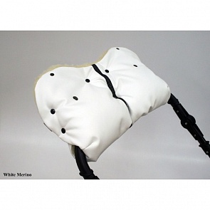 Муфта для рук на коляску (Moze, MOZE_ткань белая/мех белый с черной крапинкой)